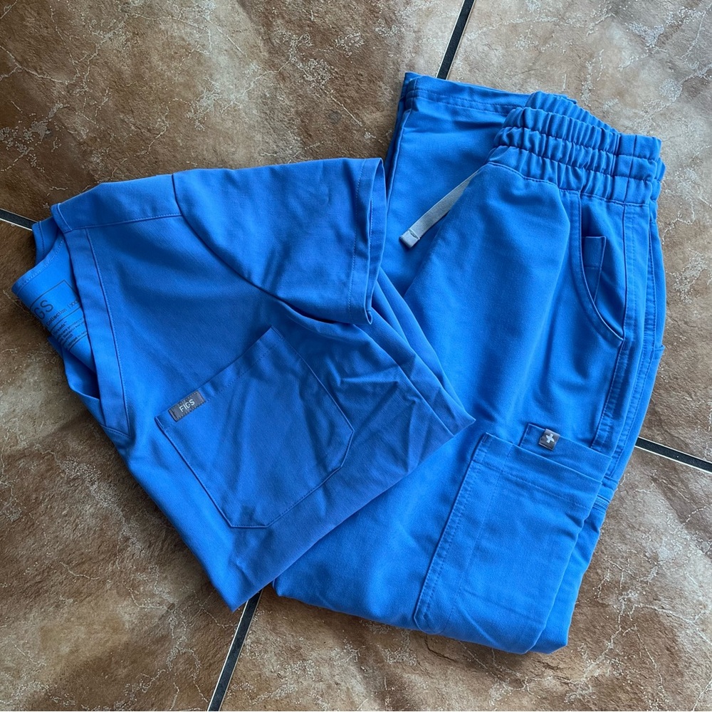 Figs Ceil Blue High Waisted Scrub Set XXS
